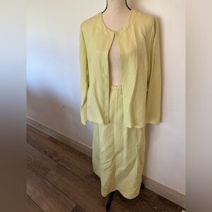 Portraits by Northern Isles Linen Green Apple Jacket and Skirt SZ  14